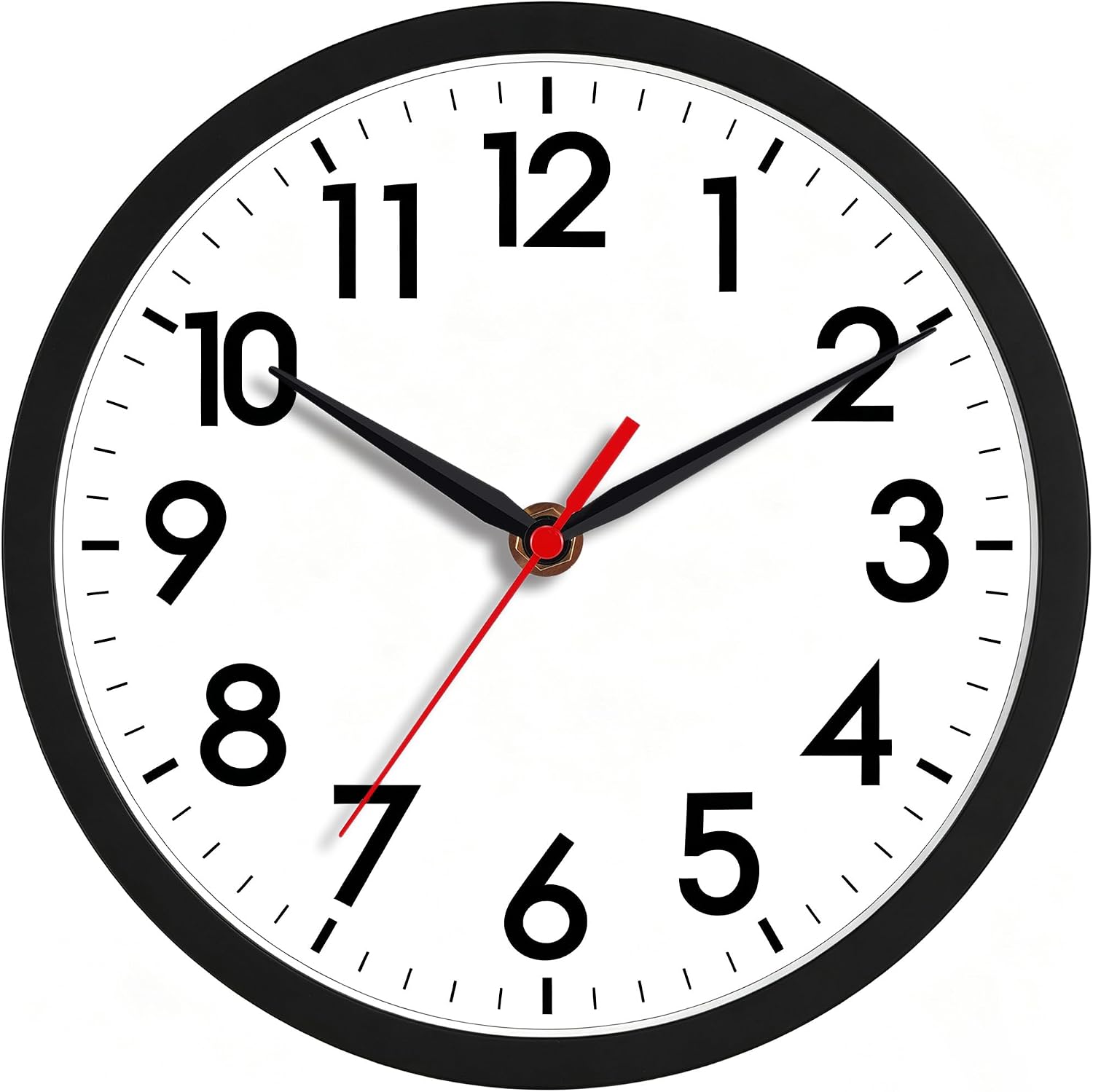 AKCISOT 8-Inch Silent Wall Clock, Black