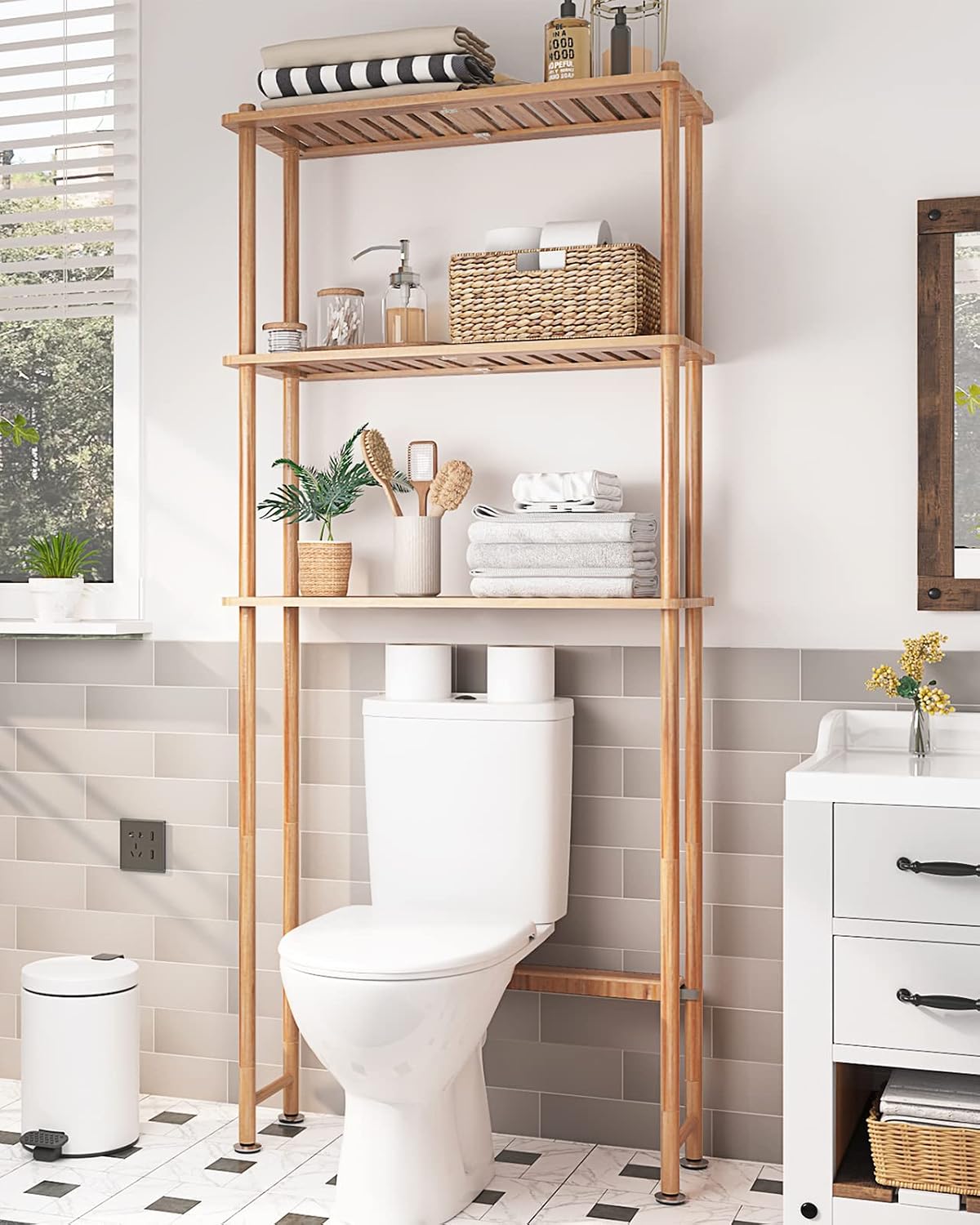 AmazerBath Bamboo 3-Tier Over-the-Toilet Shelf