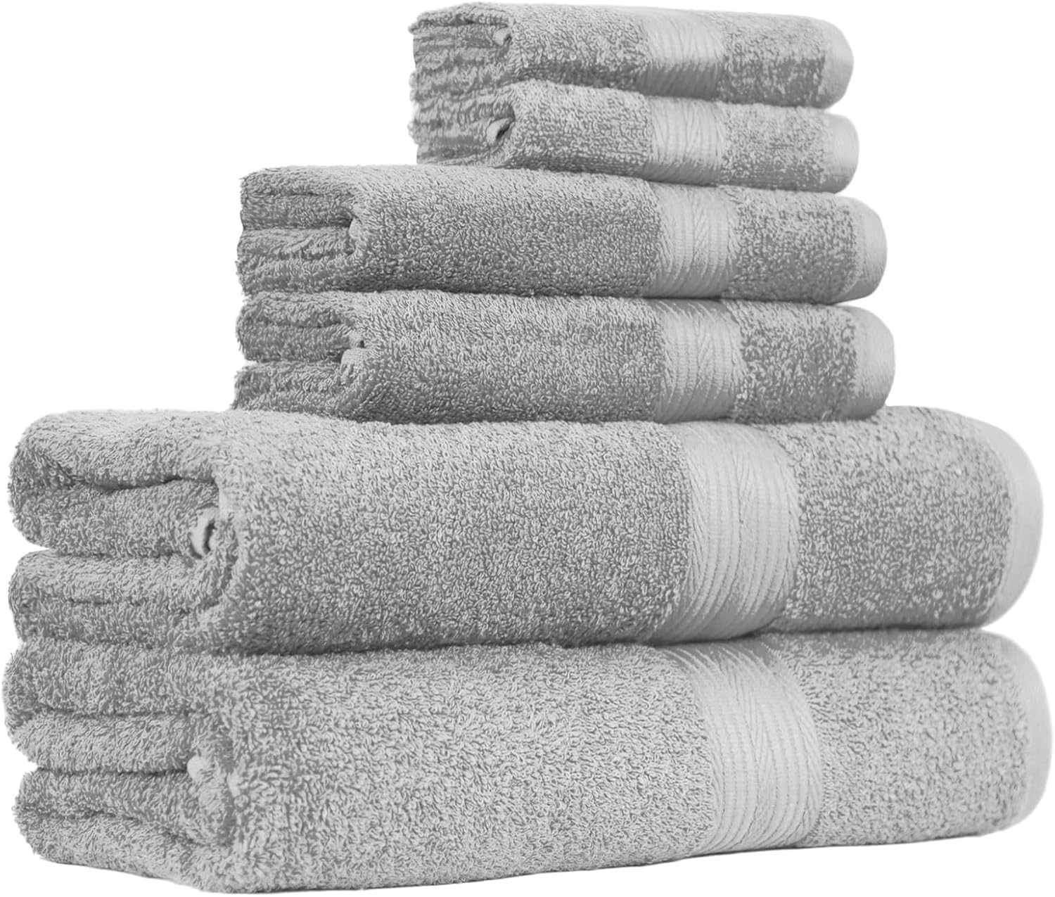 Amazon Basics 6-Piece Cotton Towel Set, Gray