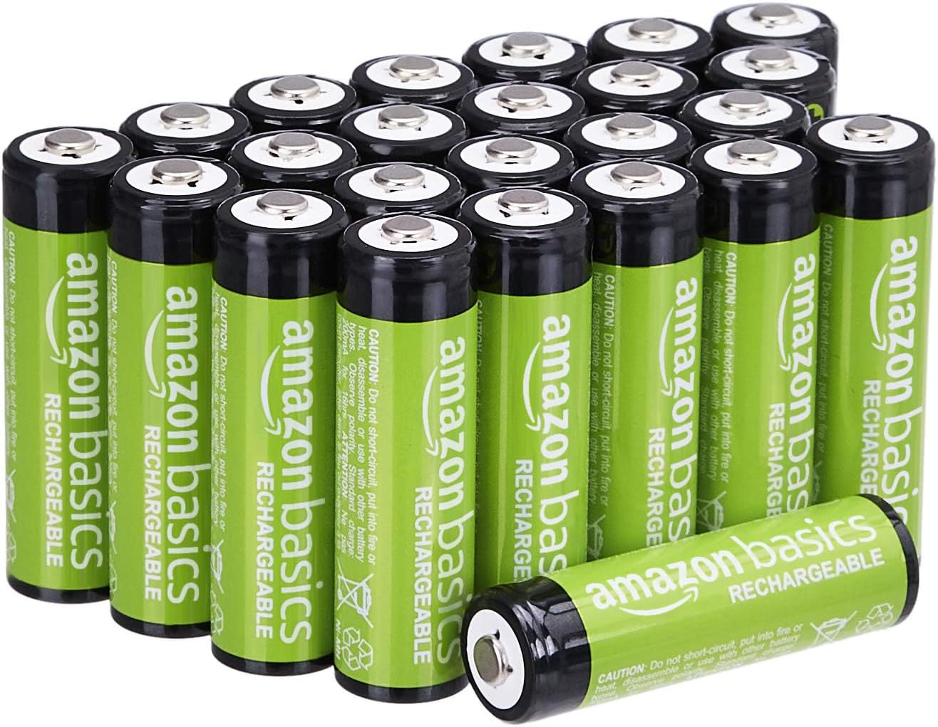 Amazon Basics Rechargeable AA NiMH Batteries, 24-Pack