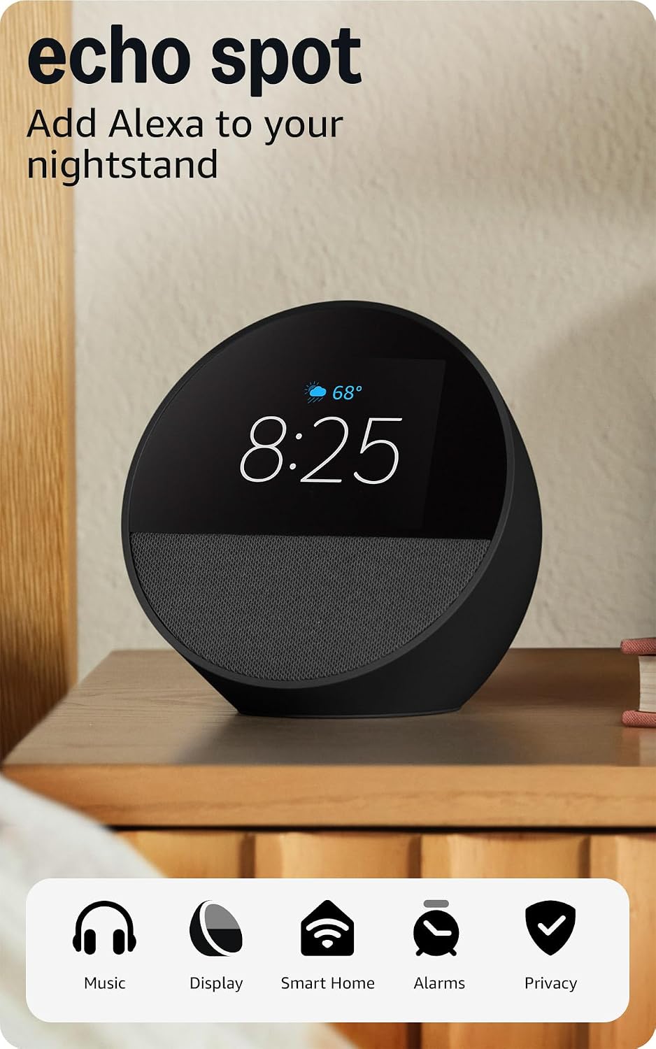 Amazon Echo Spot (Newest Model) Smart Alarm Clock