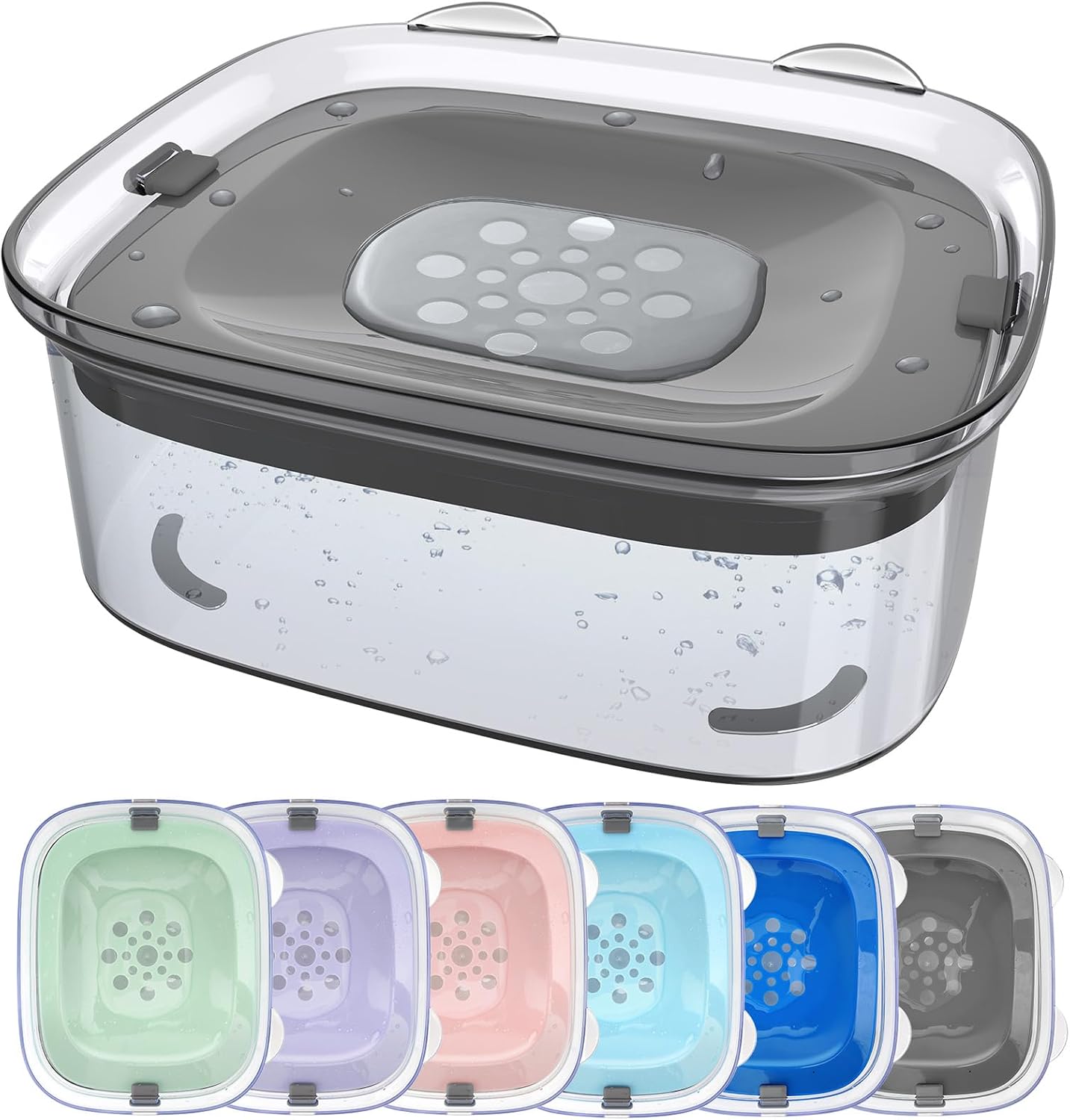 AONKEY 3L No-Spill Dog Water Bowl, Gray