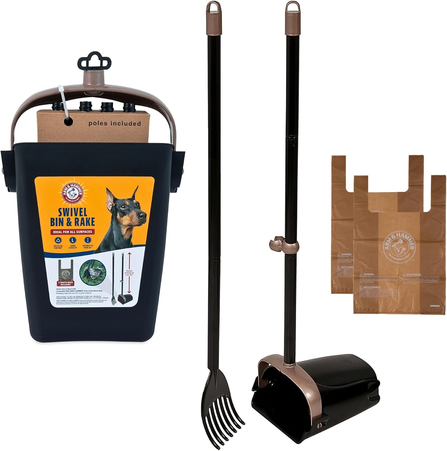 Arm & Hammer Swivel Bin and Rake Pooper Scooper