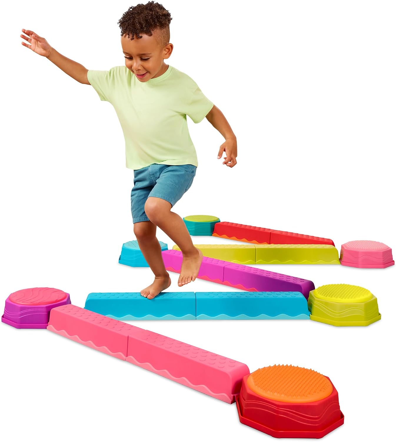B. toys Balance Beam Set with Stepping Stones, Rainbow