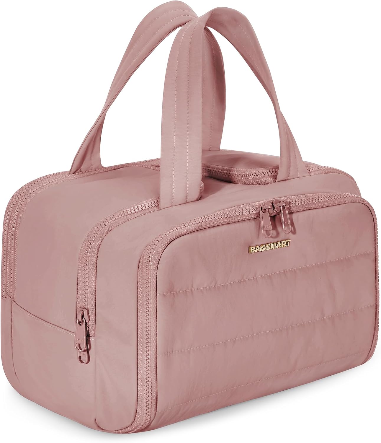 BAGSMART Puffy Travel Toiletry Bag, Dark Pink