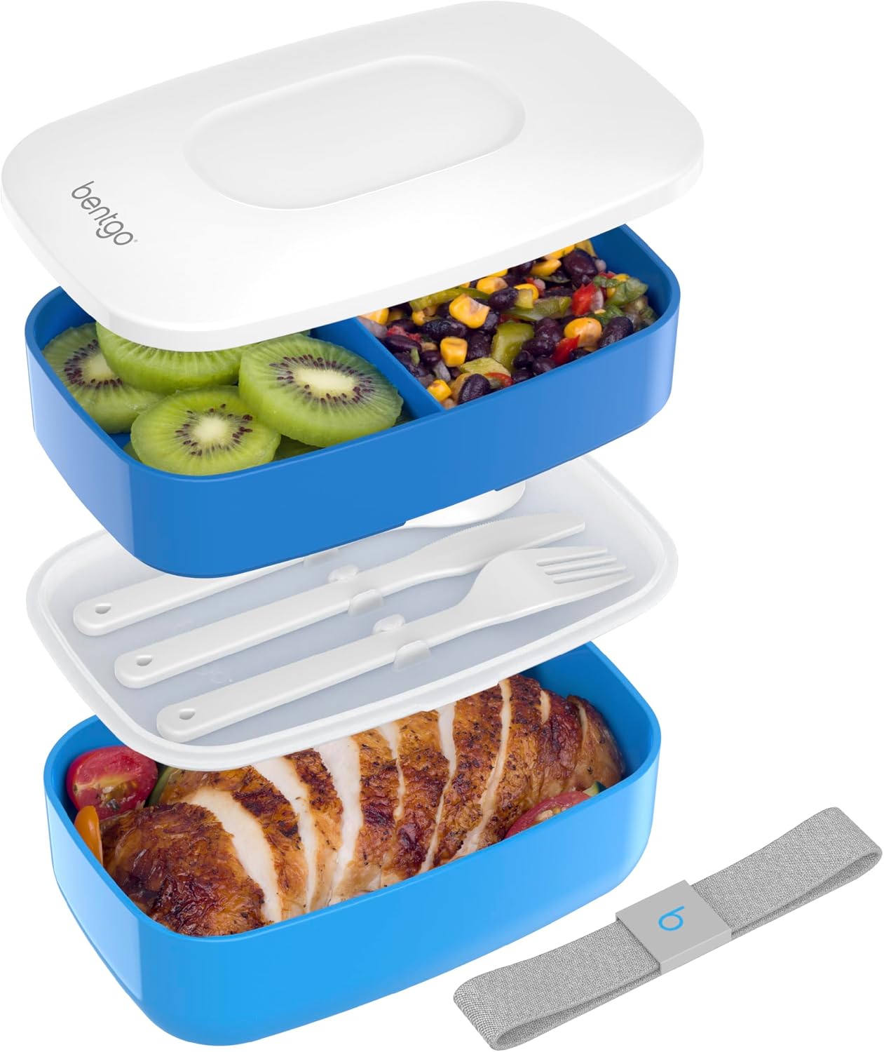 Bentgo Classic Stackable 3-Compartment Lunch Box, Blue