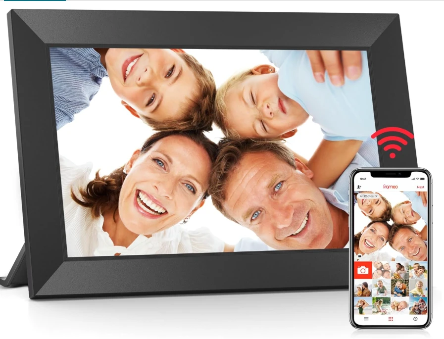 BIGASUO 10.1-Inch Frameo WiFi Digital Picture Frame, 32GB, 1280x800 IPS Touchscreen