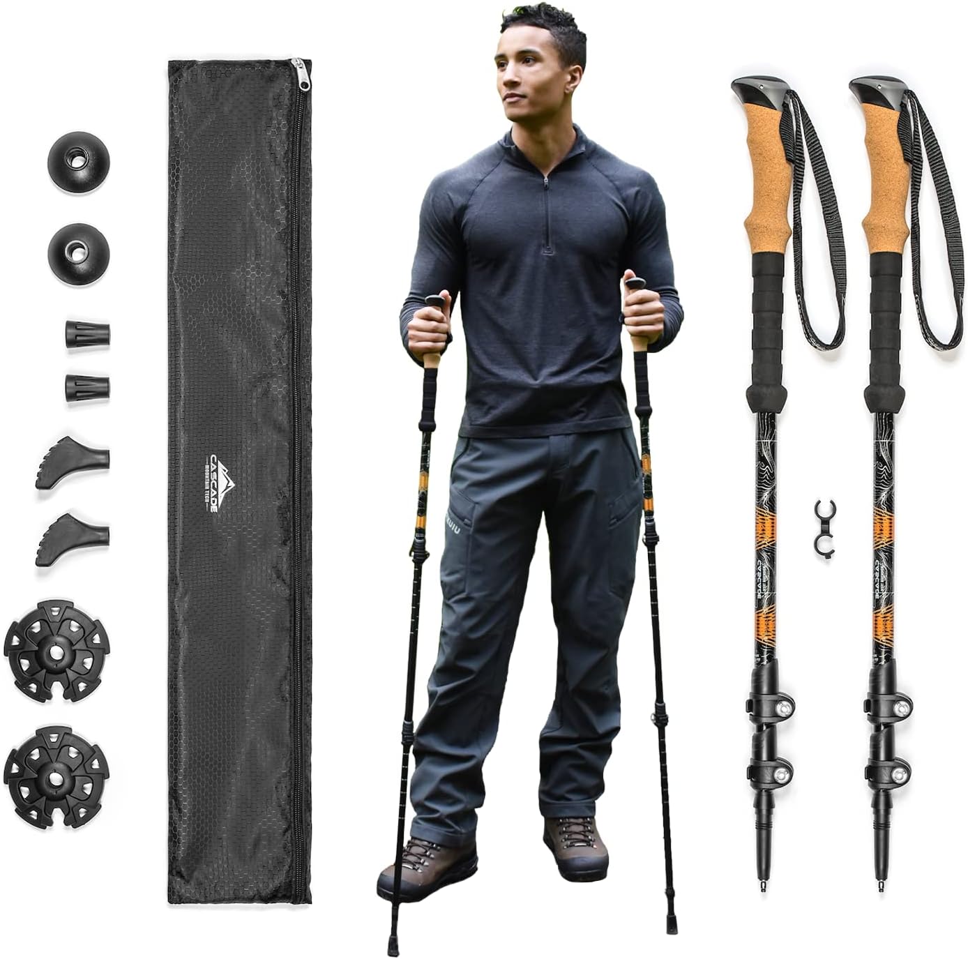 Cascade Mountain Tech Aluminum Trekking Poles with Cork Grips