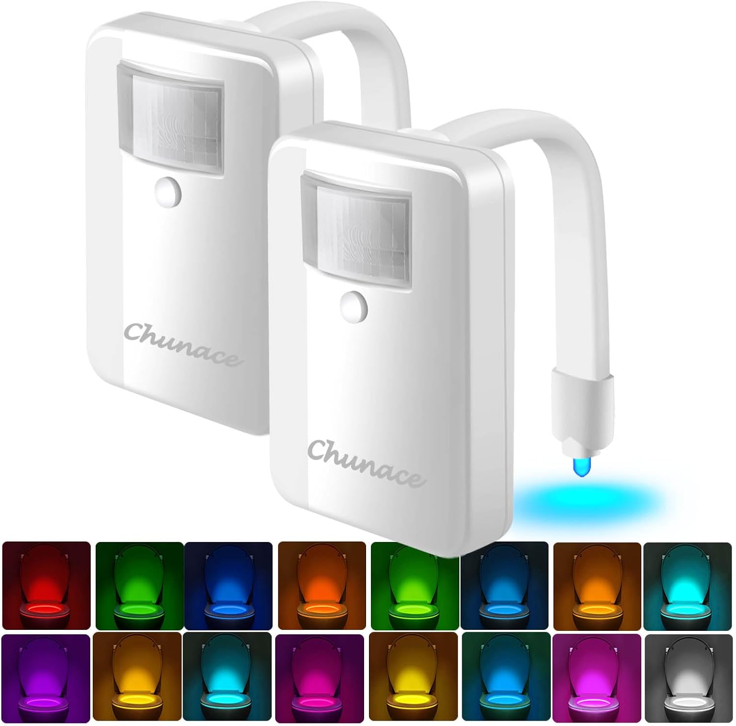 Chunace Motion-Sensor Toilet Bowl Night Light, 2-Pack