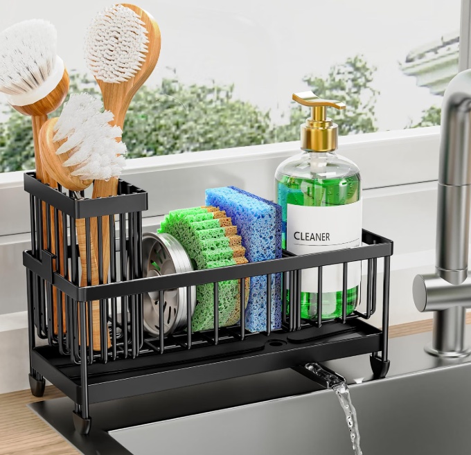 Cisily Sink Sponge & Brush Holder Organizer