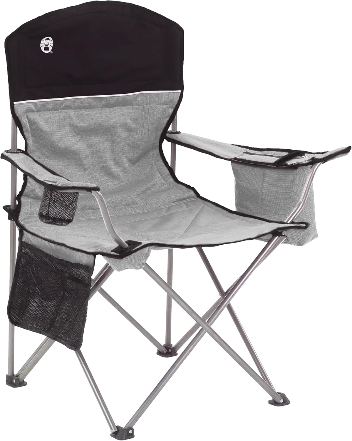Coleman Portable Camping Chair with 4-Can Cooler, Grey