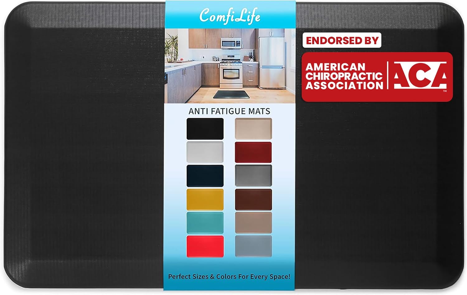 ComfiLife Anti-Fatigue Floor Mat, 3/4 Inch, 20 x 32 Inch, Black