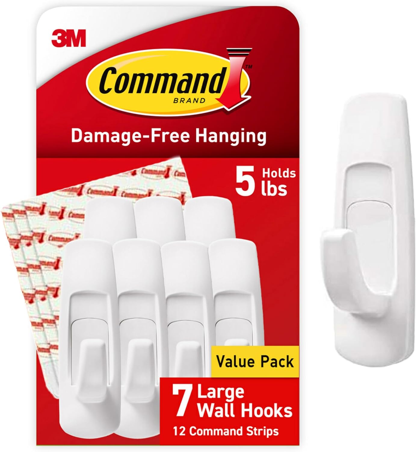 Command Large Utility Hooks, 7 Hooks + 12 Strips