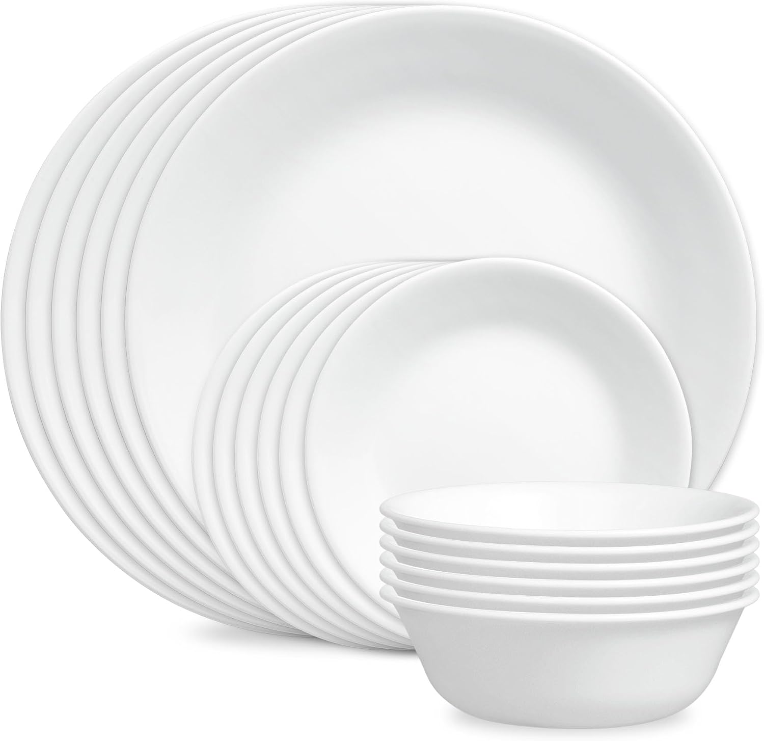 Corelle Vitrelle 18-Piece Dinnerware Set, Service for 6, White