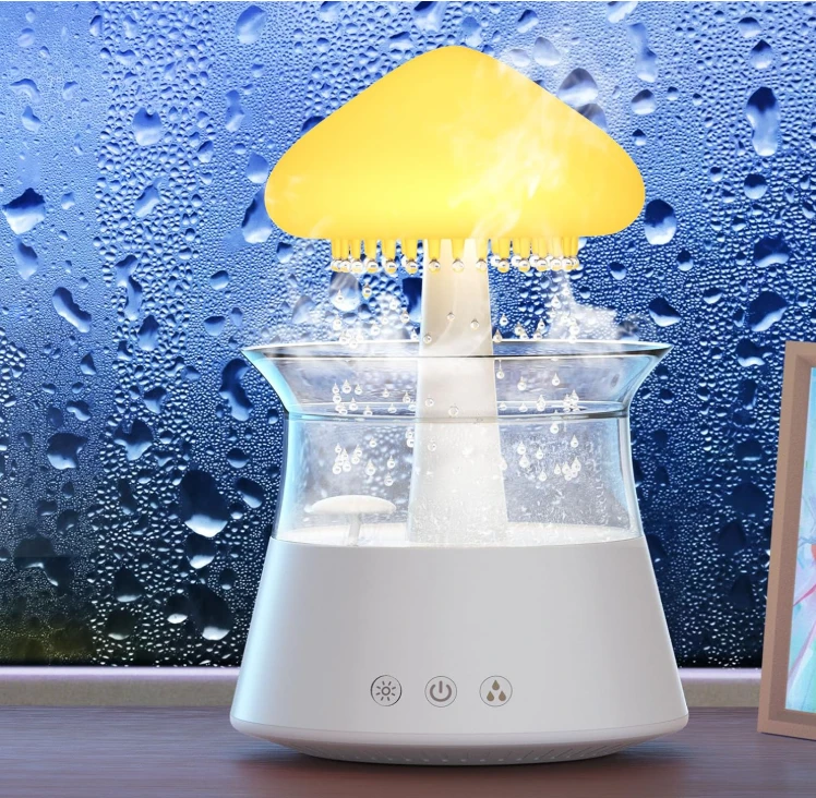 Diffuserlove CH06 Cloud Rain Humidifier, Mushroom Lamp with Rain Sounds & Remote