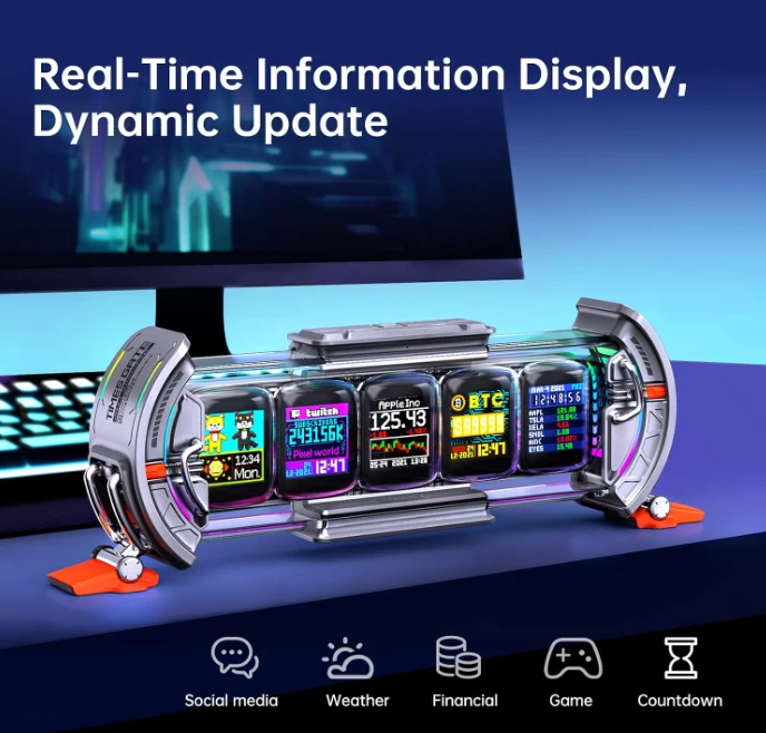 Divoom Times Gate, Cyberpunk 5-Screen Pixel Art Desk Display