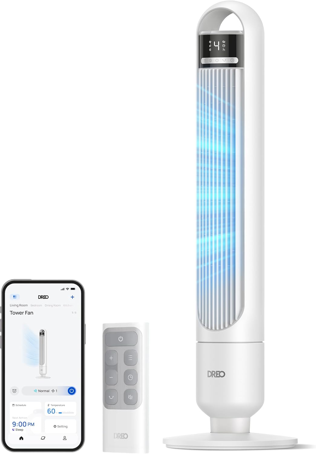 DREO Smart Tower Fan, 90° Oscillating