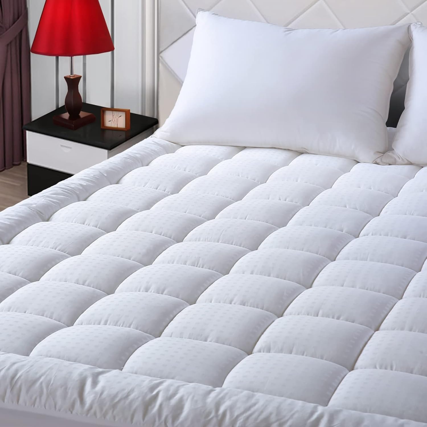 EASELAND Cotton Pillow Top Mattress Pad, Queen