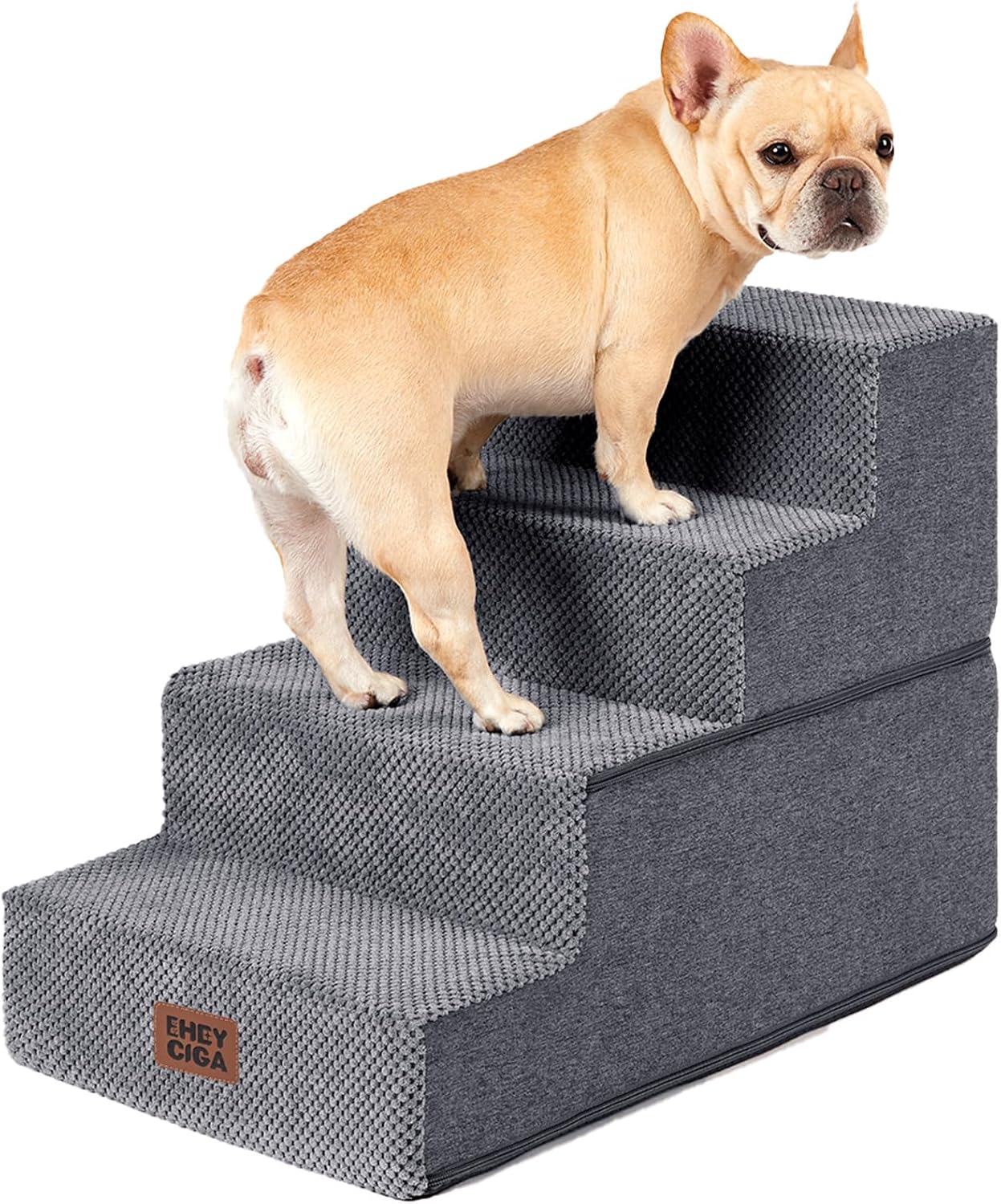 EHEYCIGA 4-Step Foam Dog Stairs, 18 Inch, Grey