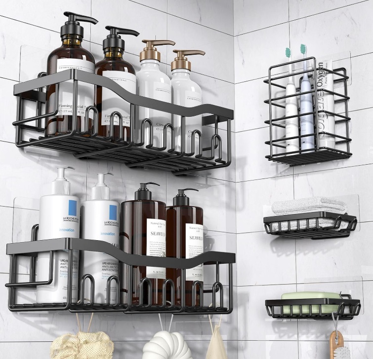 EUDELE Adhesive Bathroom Organizer (5-Pack)