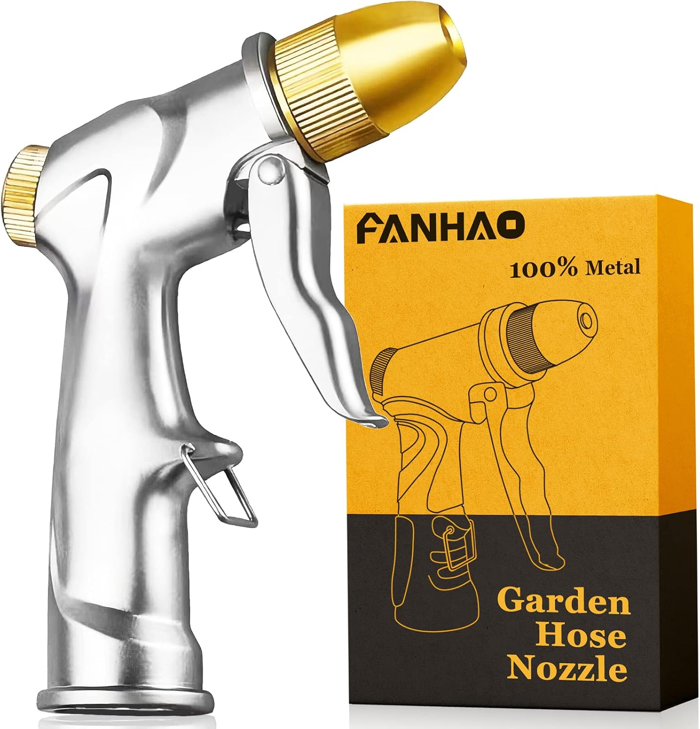 FANHAO Heavy-Duty Metal Garden Hose Nozzle, 4 Patterns