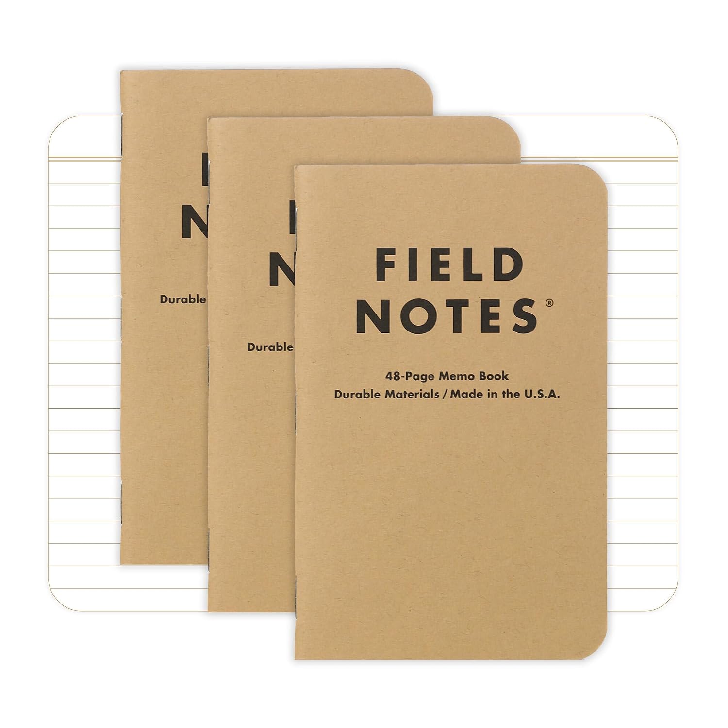 Field Notes Original Kraft Memo Books, 3-Pack, Ruled