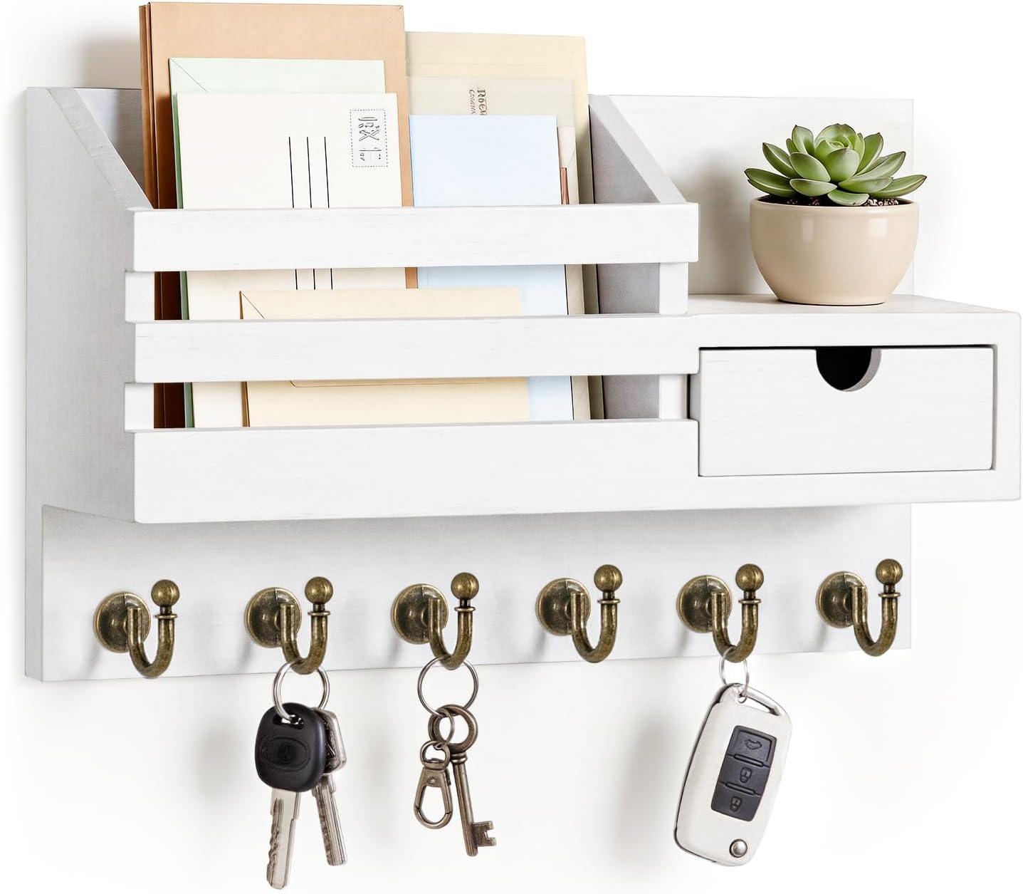 FifthQuarter Wall Key and Mail Holder with Drawer