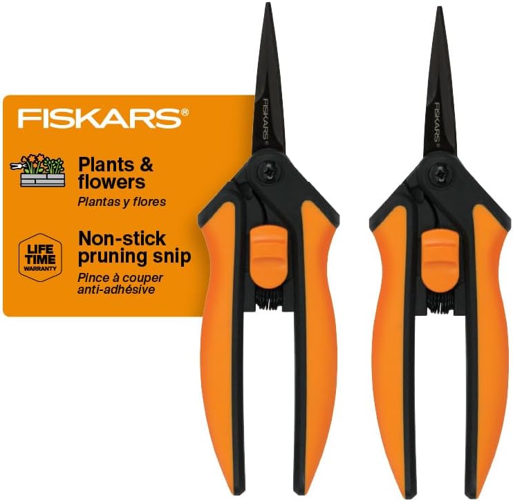 Fiskars 6" Non-Stick Micro-Tip Pruning Snips, 2-Pack