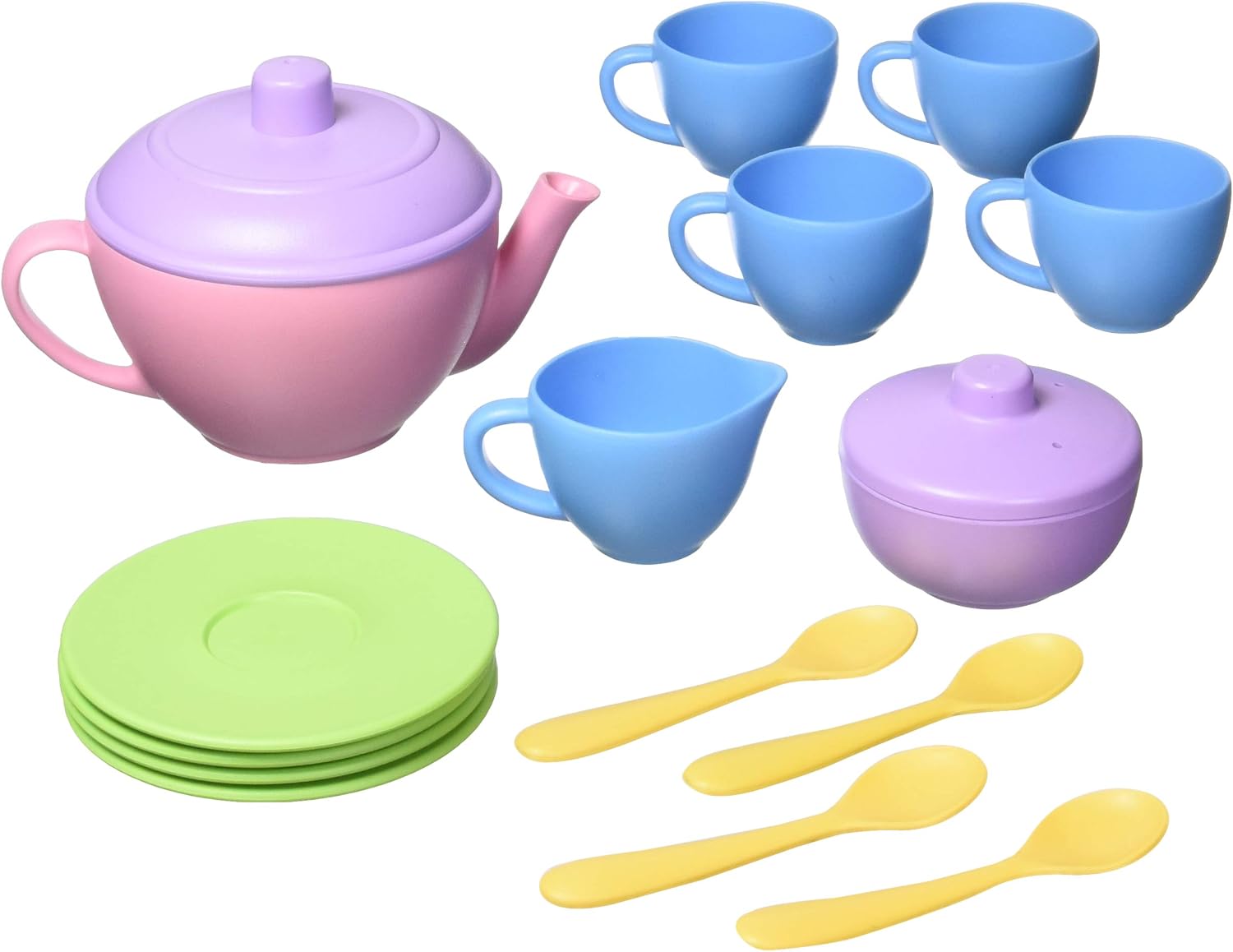 Green Toys Tea Set, Pink, 17 Pieces