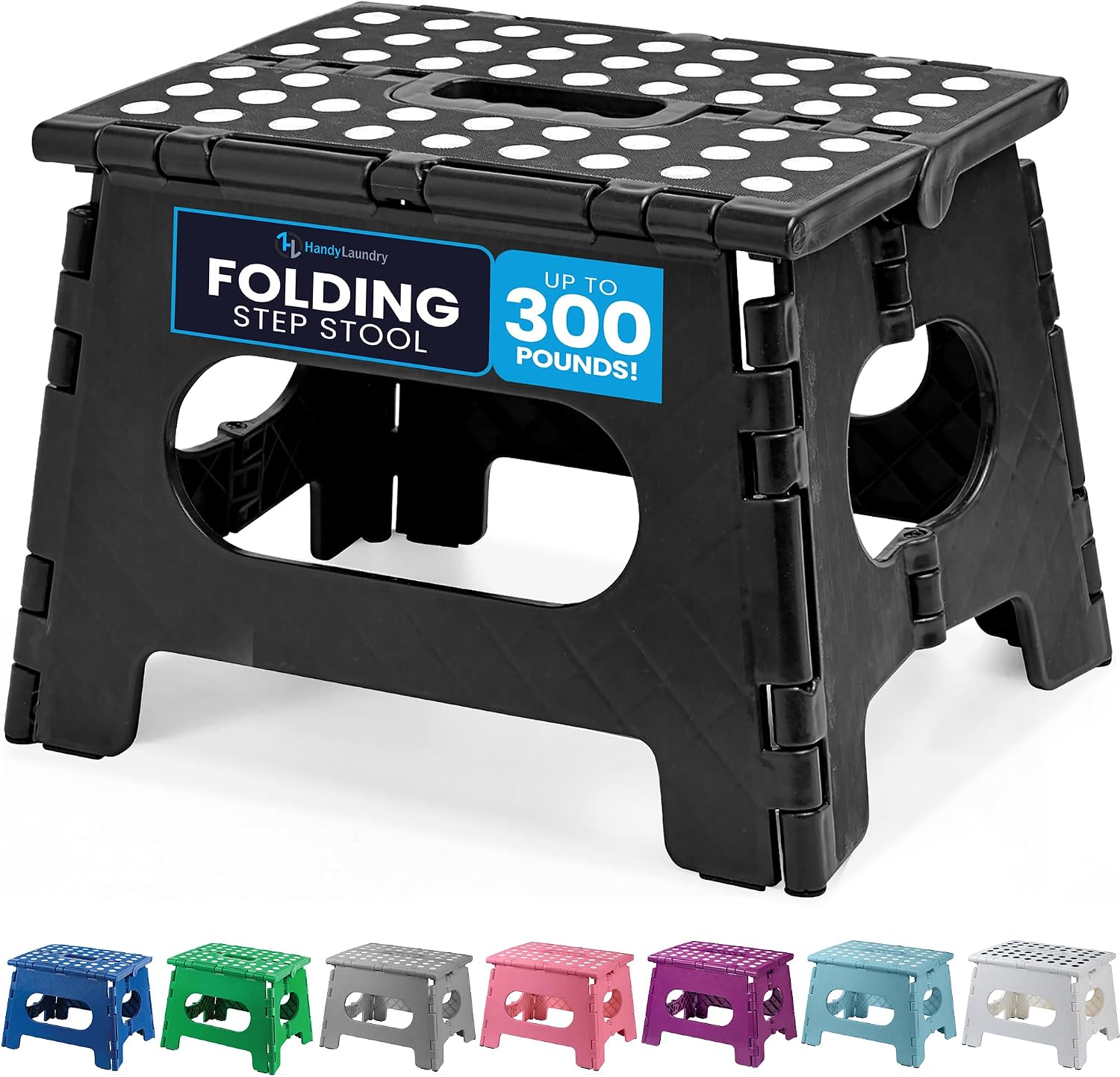 Handy Laundry Folding Step Stool, 9 Inch, Black
