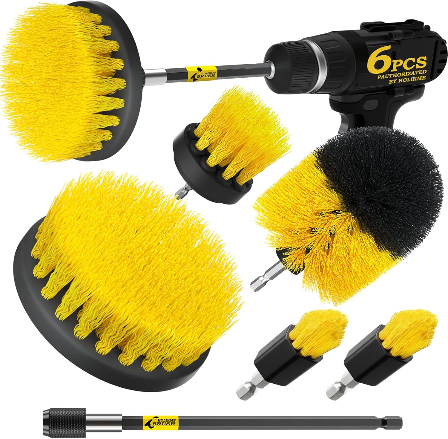 Holikme 6-Piece Drill Brush Cleaning Set with Extension