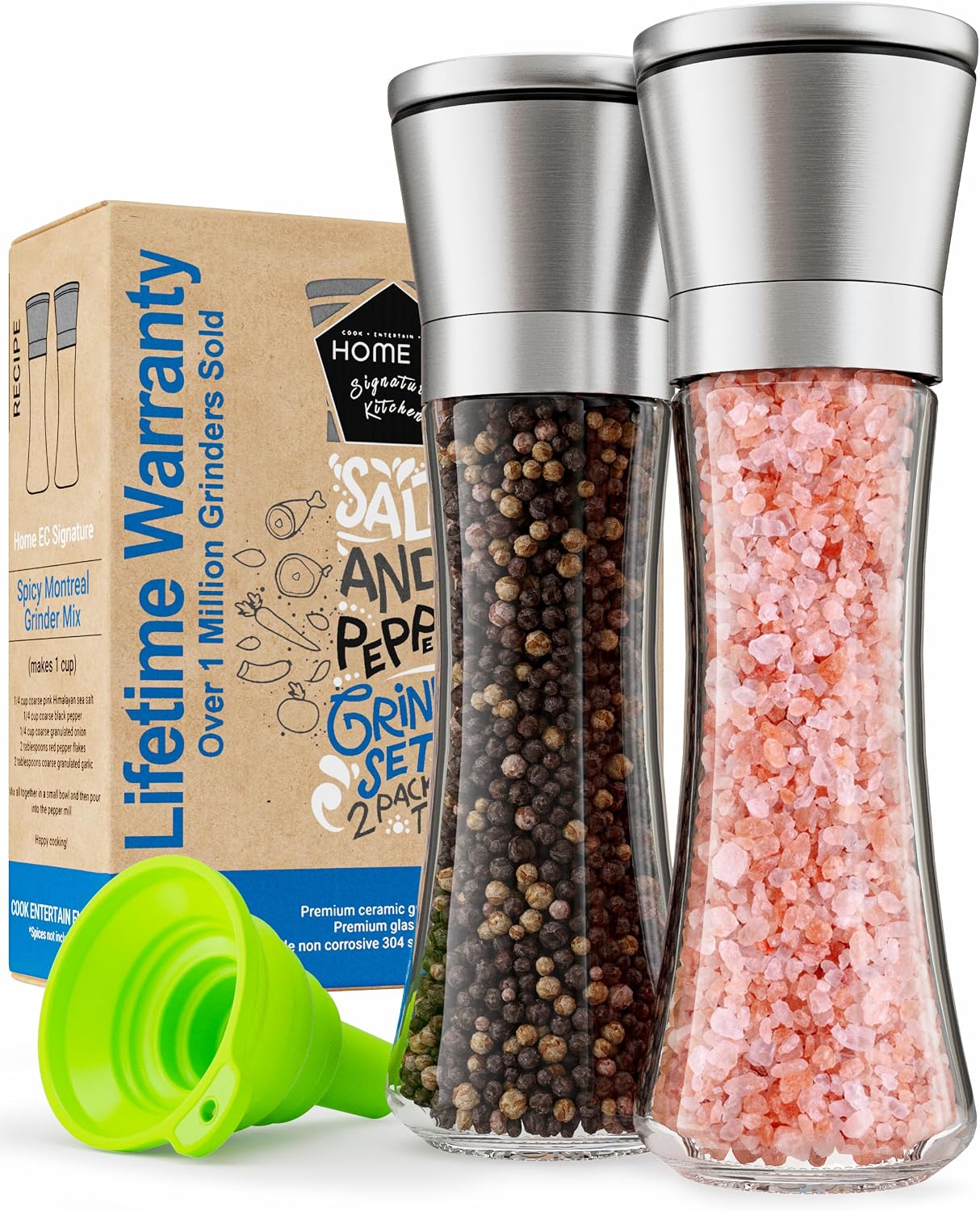 Home EC Stainless Steel Salt and Pepper Grinder Set