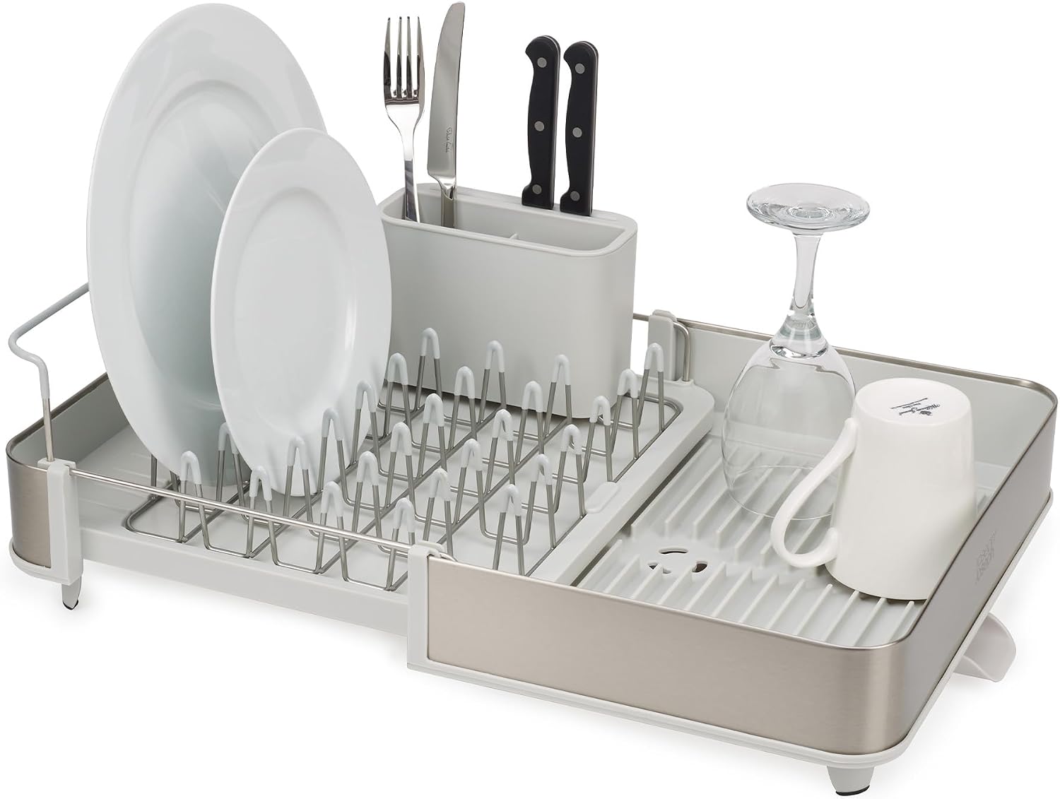 Joseph Joseph Extend Expandable Steel Dish Rack, Light Stone