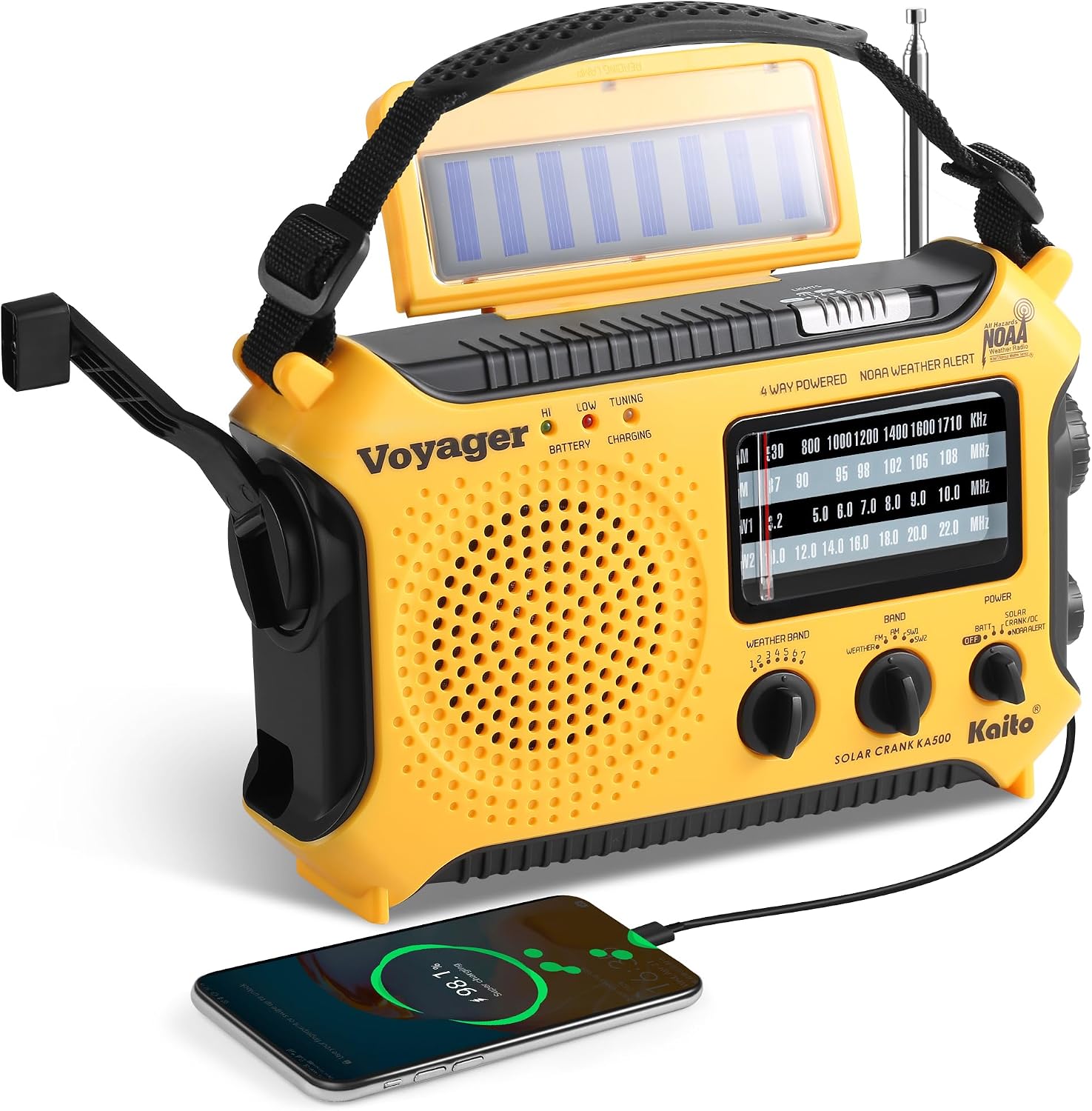 Kaito KA500 Solar & Hand Crank Emergency Weather Radio