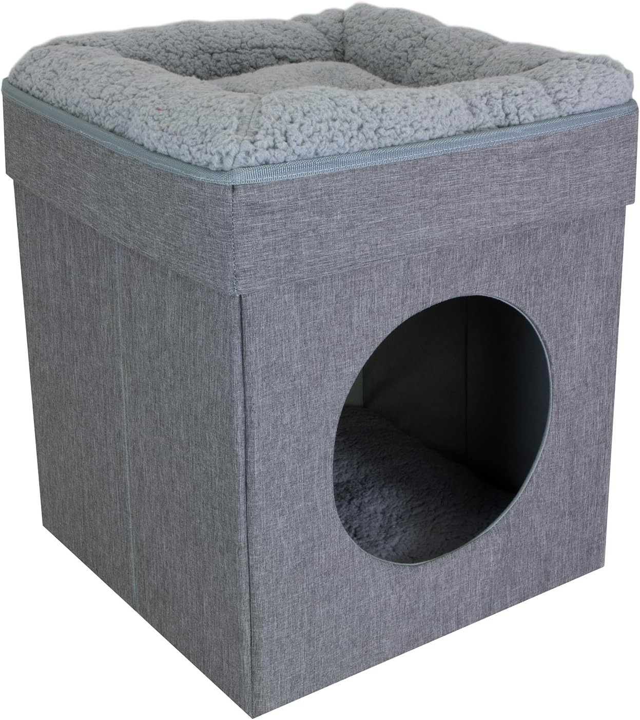 Kitty City Indoor Cat Cube Bed, Gray