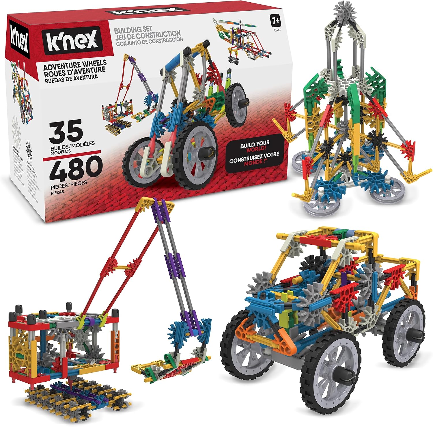 K'NEX Adventure Wheels 35-Model Building Set, 480 Pieces