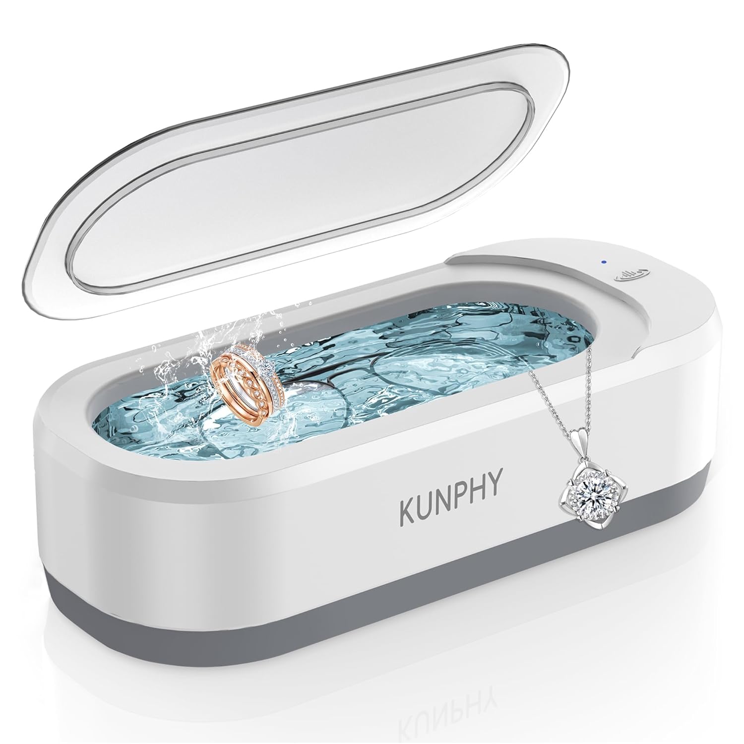KUNPHY 46kHz Ultrasonic Jewelry Cleaner, White