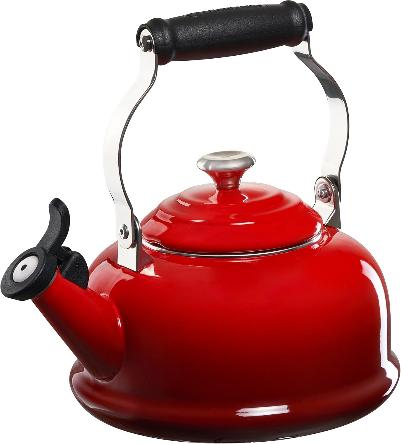 Le Creuset Enamel on Steel Whistling Kettle, 1.7 qt, Cerise