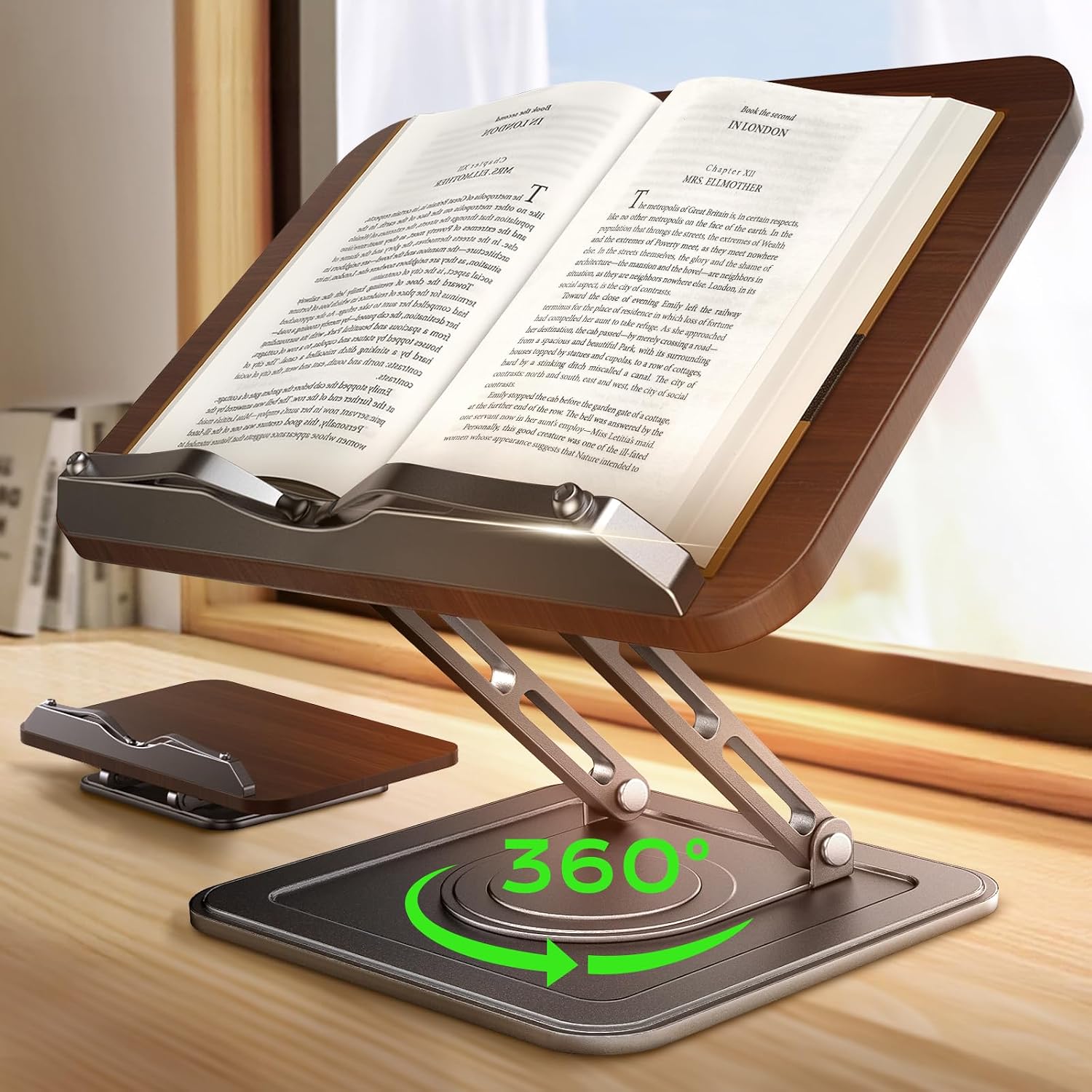 LOXP Rotating Book Stand with Page Clips