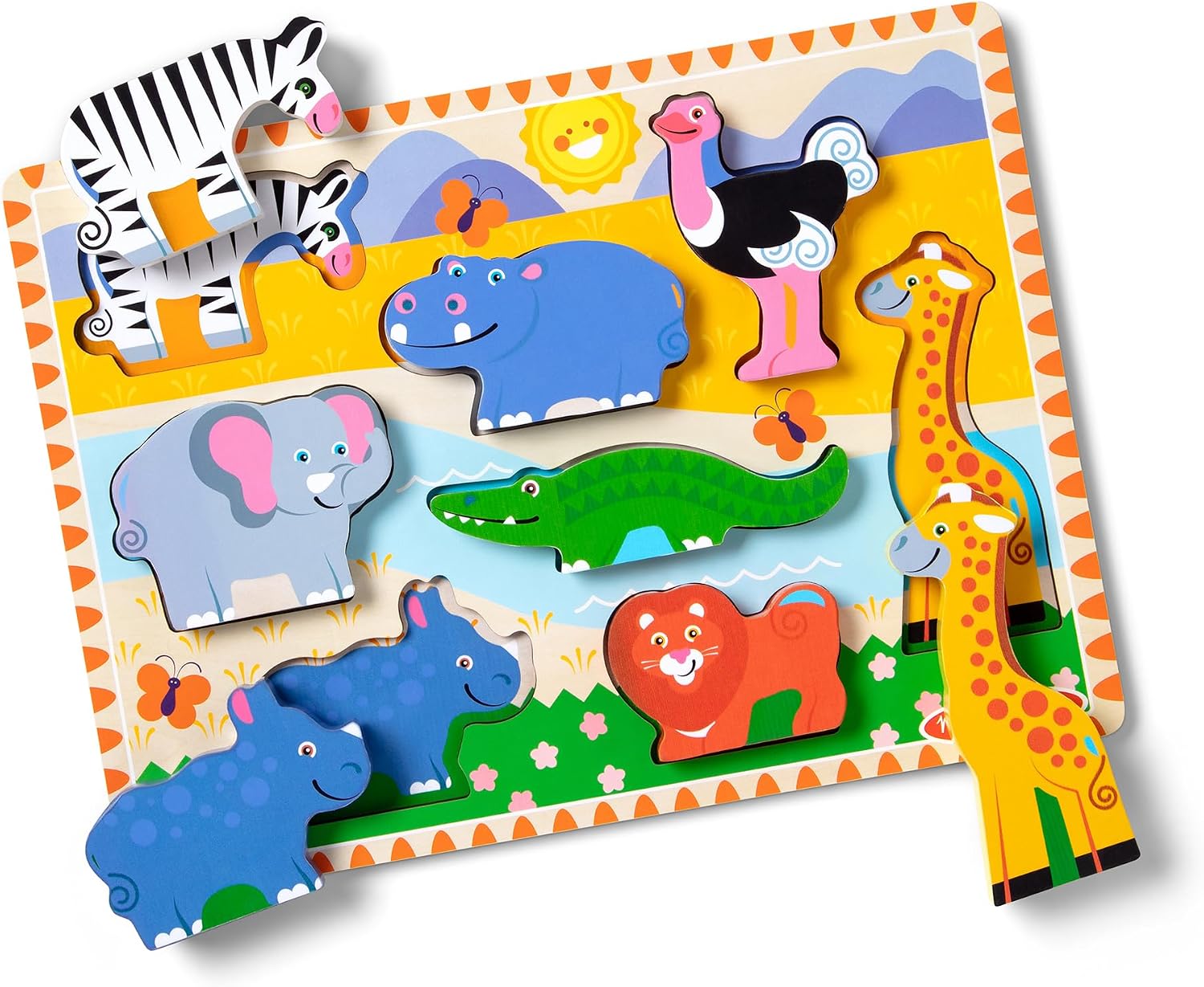 Melissa & Doug Safari Animals Wooden Chunky Puzzle, 8 Pieces