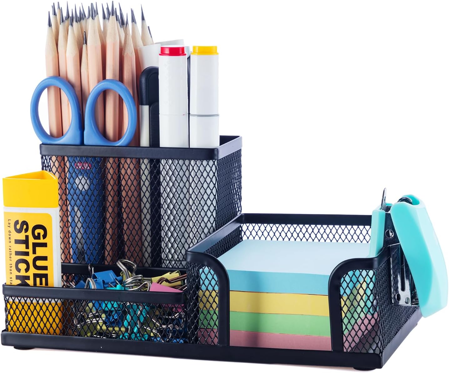 M&G Metal Mesh Desk Organizer with Sticky Note Holder