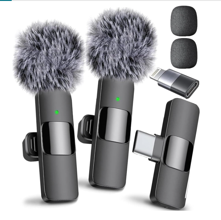 Mini Mic Pro Wireless Lavalier Microphone, 2-Pack (USB-C + Lightning)