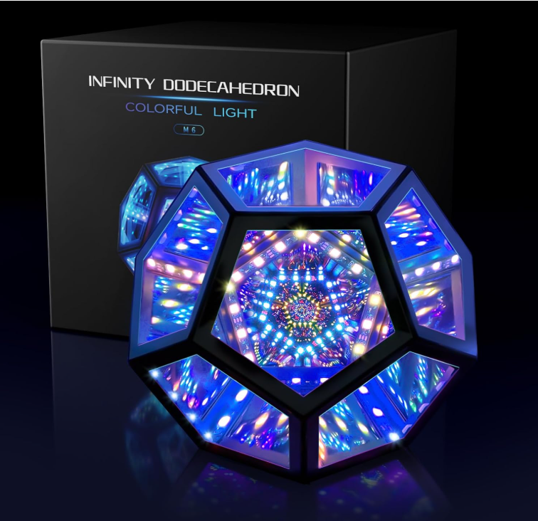 MITO Infinity Mirror Light Dodecahedron, RGBW Cube Light Decor