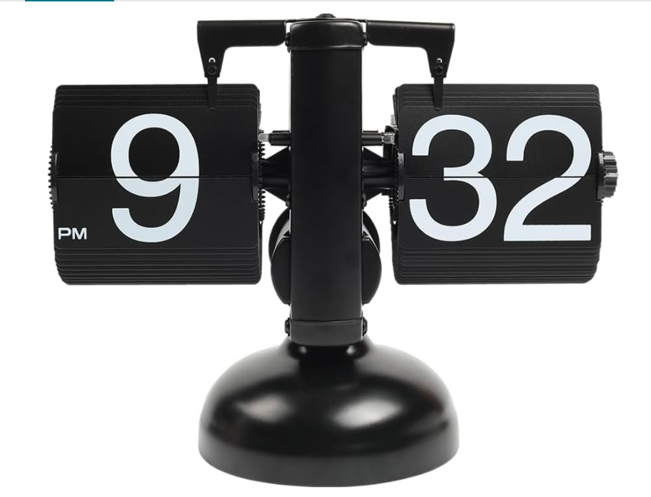 mooas Retro Flip Desk Clock, Auto-Flip Table Clock (Black)