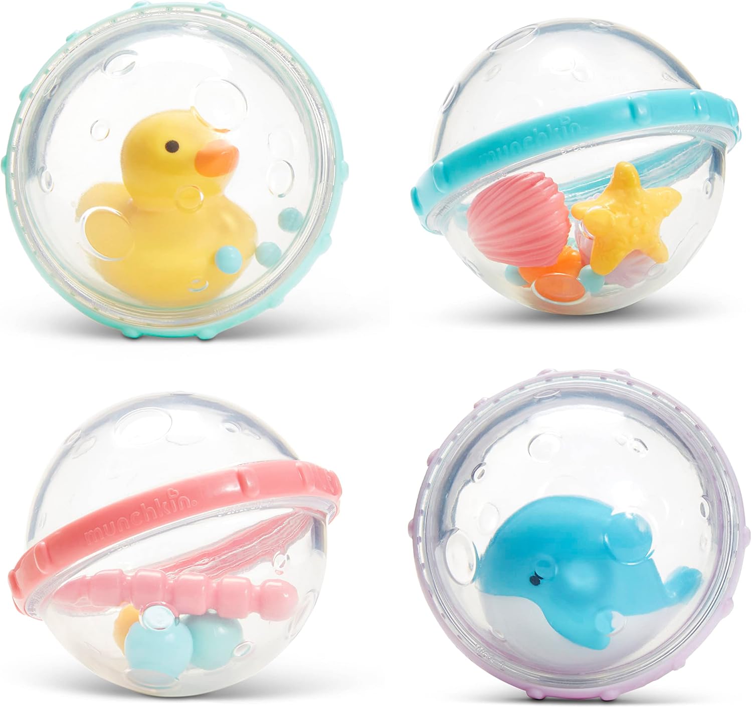 Munchkin Float & Play Bubbles Baby Bath Toys, 4-Pack