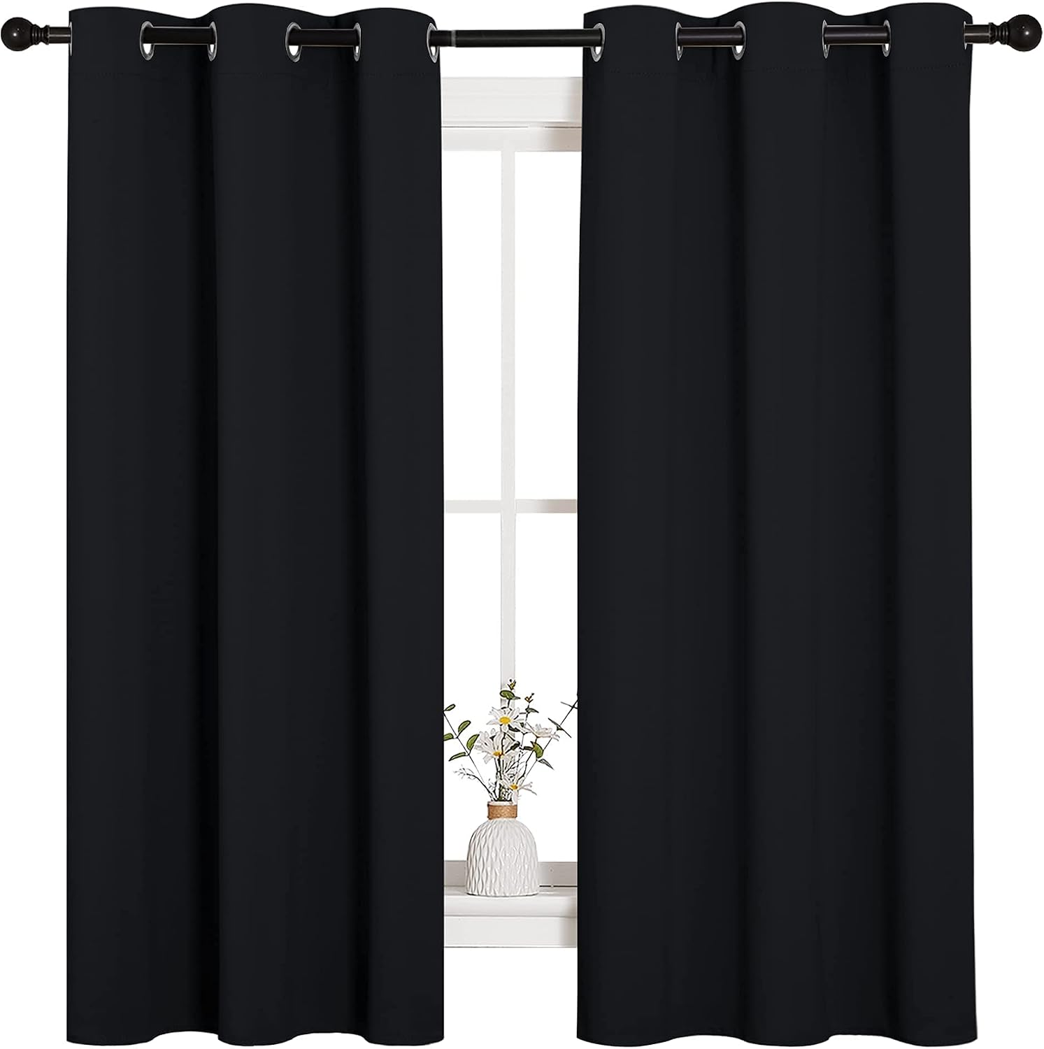 NICETOWN Blackout Curtains, 42 x 63 Inch, 2 Panels, Black