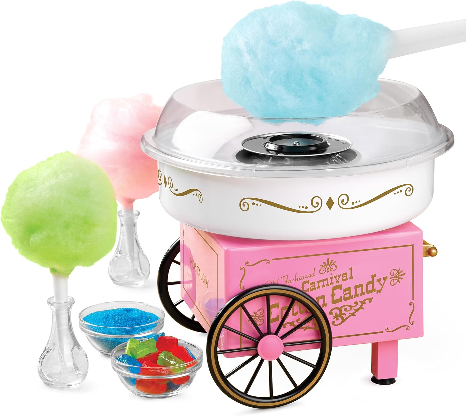Nostalgia Vintage Cotton Candy Machine, Pink