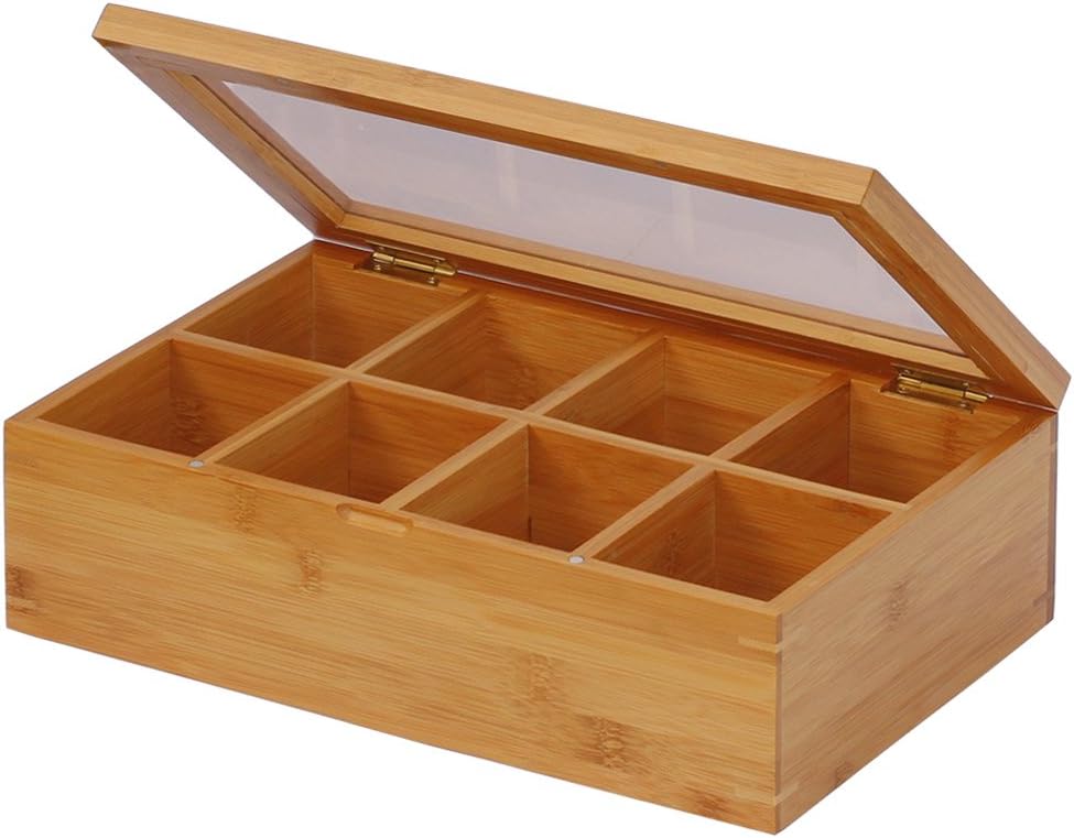 Oceanstar Bamboo Tea Box with Window Lid