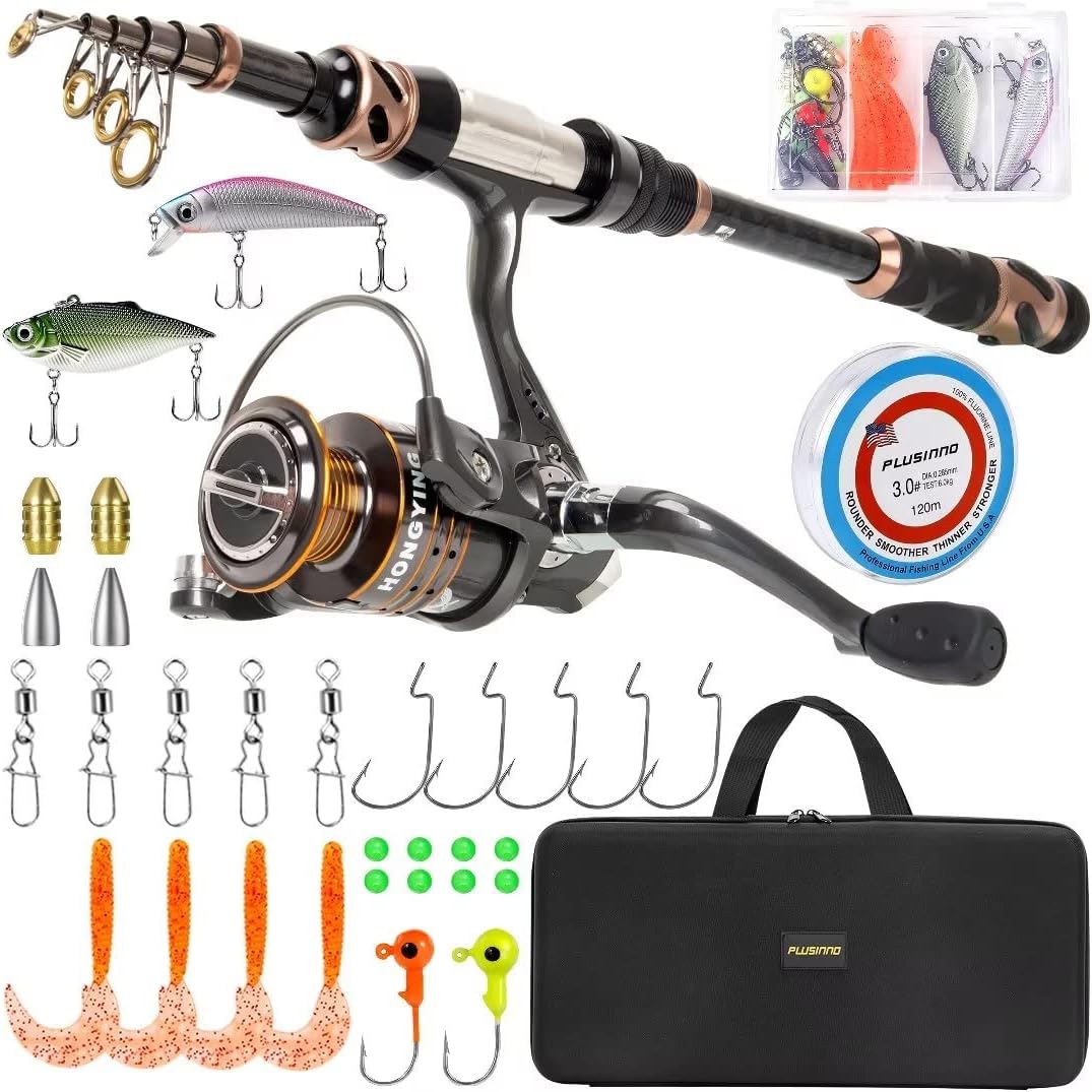 PLUSINNO Telescopic Fishing Rod and Reel Combo Kit
