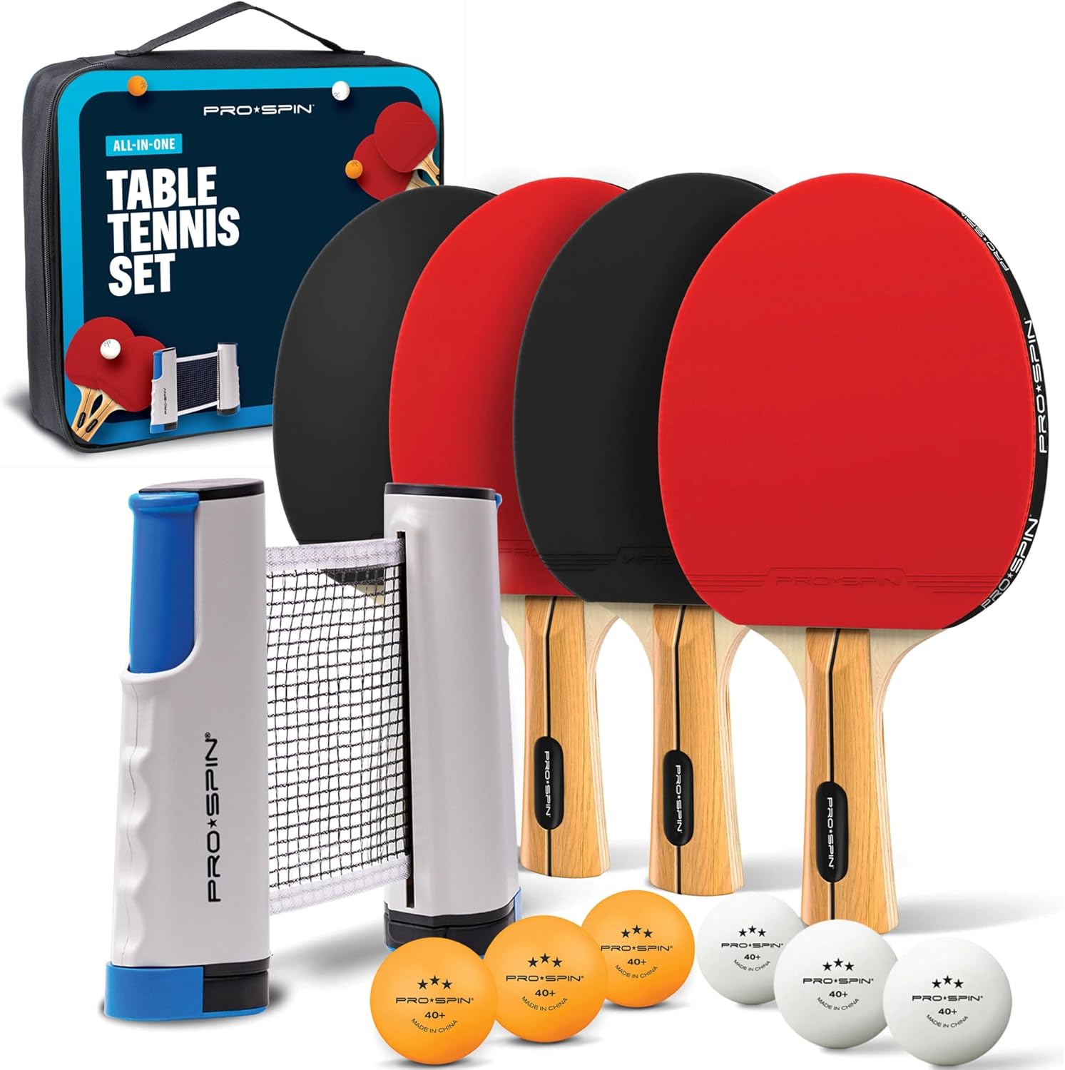 PRO-SPIN Portable Ping Pong Set, 4-Player